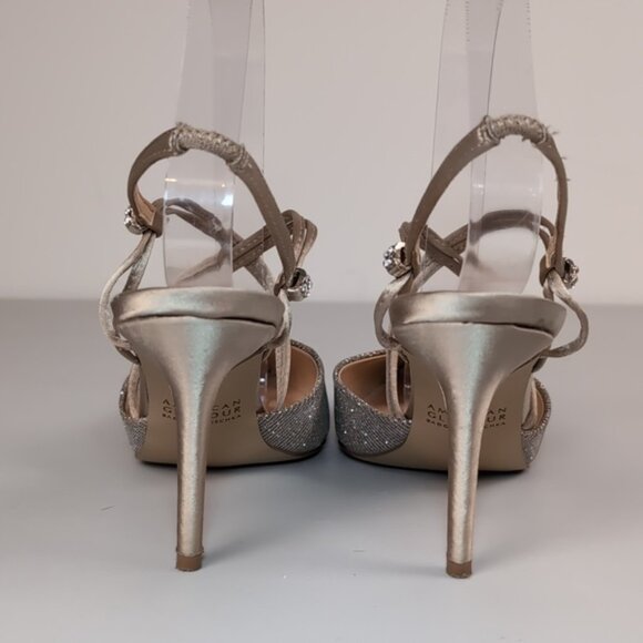 Badgley Mischka American Glamour Dixie Strappy Heels Metallic Champagne Gold - Picture 6 of 11